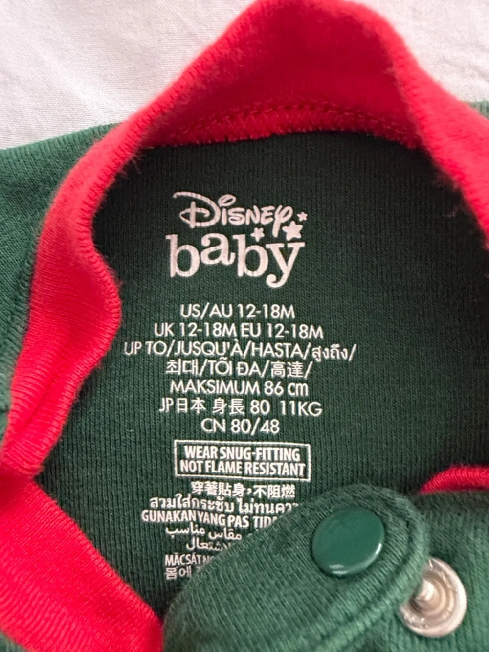 Disney Green and Red Lilo & Stitch 'Dear Santa' Footed One-Piece - Picture 4 of 6